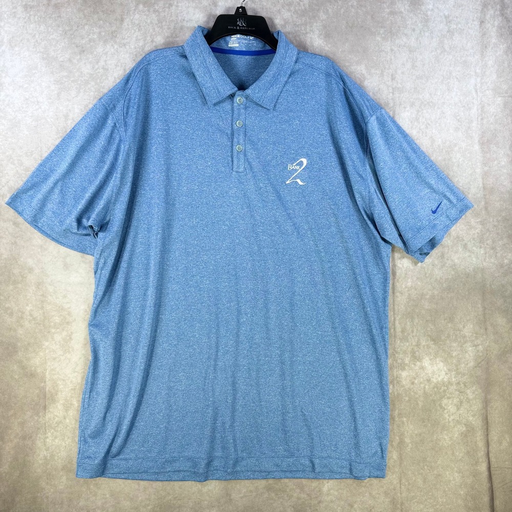 Nike Golf Polo Shirt Mens 3XL Blue Dri-FIT Short Sleeve Heathered‎ Embroidered